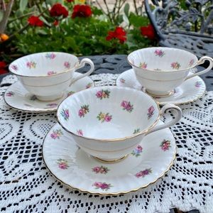 Vintage Tea Cups, Hand-painted Fine Bone China